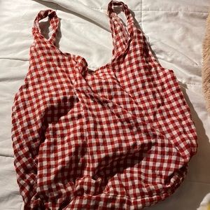 ❤️Red checkered cotton tote bag❤️ gingham plaid